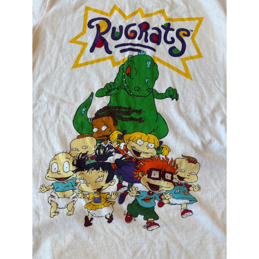 Nickelodeon Rugrats 90s Cartoon Graphic‎ T-Shirt Retro Reptar White Tee - Picture 2 of 5